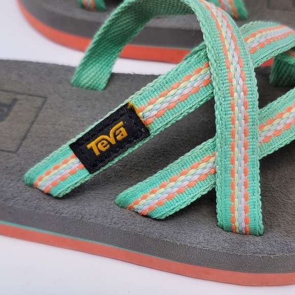 TEVA FLIP FLOP THONG SANDALS MINT GREEN WOVEN FABRIC YOUTH CHILDREN SIZE 11 - Picture 7 of 10